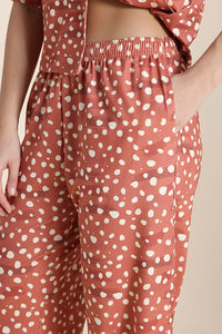 Zivame Dot & Doze Knit Poly Pyjama Set - Raw Sienna — thumbnail 7